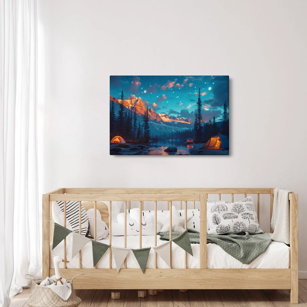Kép - Kempingezés a hegyekben (90x60 cm)