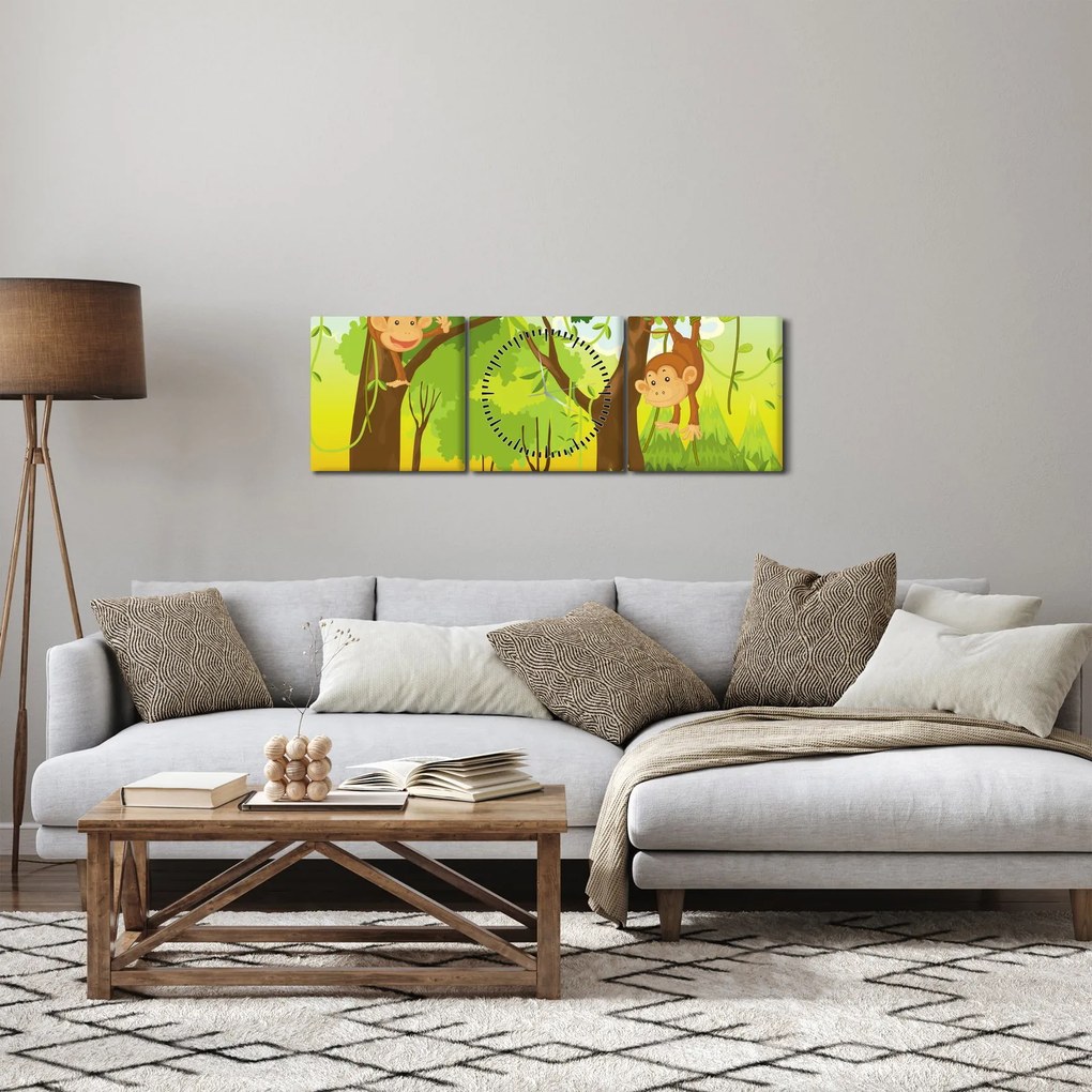Kép - majmok (órával) (90x30 cm)