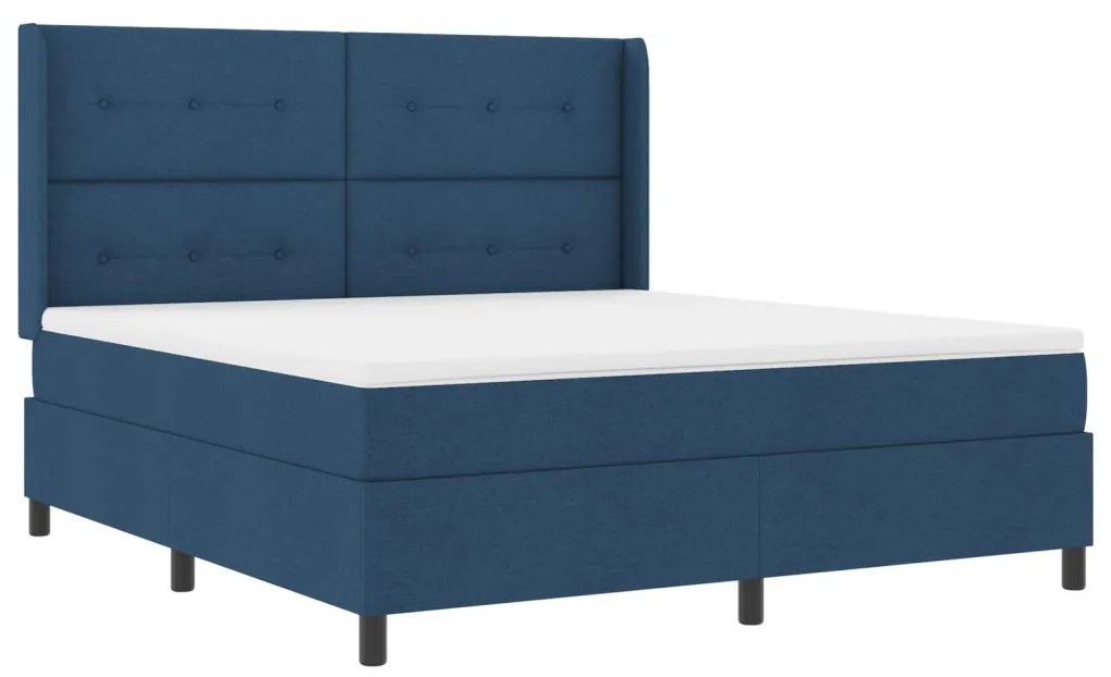 Boxspring Ágy Mattal és LED Kék 180x200 cm Szövet
