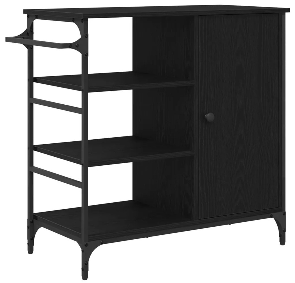 Konyhai Kocsi Fekete Tölgy 87.5x38.5x84.5 cm Szerelt Fa