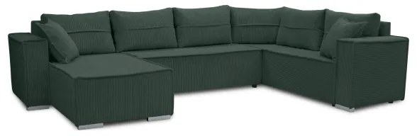 Univerzális, kihúzható U-alakú sarokülőgarnitúra LONDON, zöld