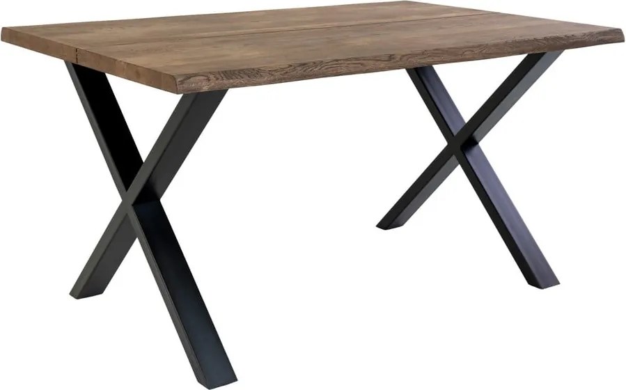 Toulon Smoked étkezőasztal tömör tölgyfa asztallappal, 140 x 95 cm - House Nordic