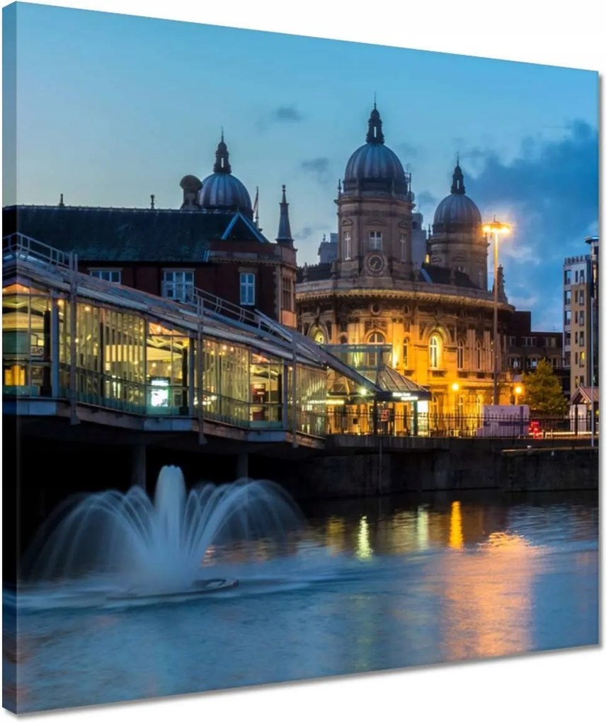 Vászonkép 40x40 Szökőkút a folyón