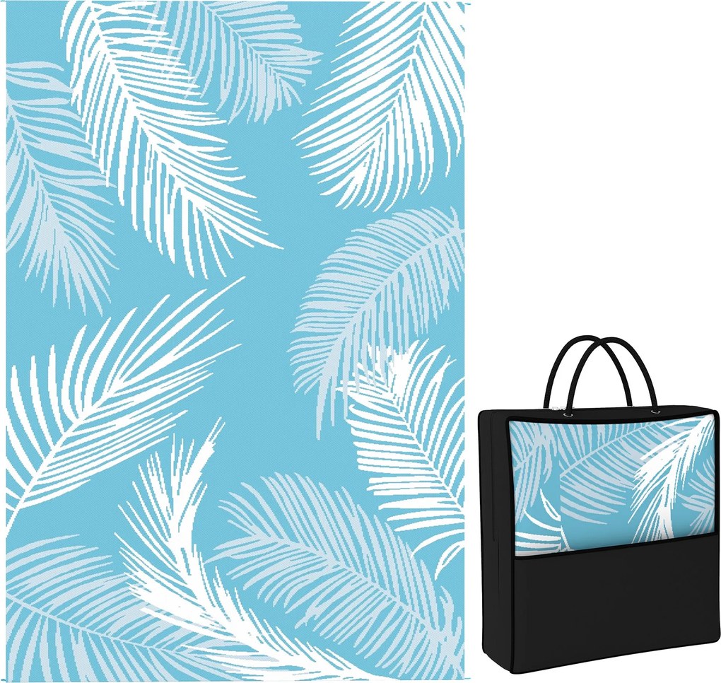 Outsunny kétoldalas, tartós, időjárásálló kültéri szőnyeg hordtáskával és földleszorítókkal – erkélyre, kertbe, teraszra, fürdőszobába, előszobába, ko