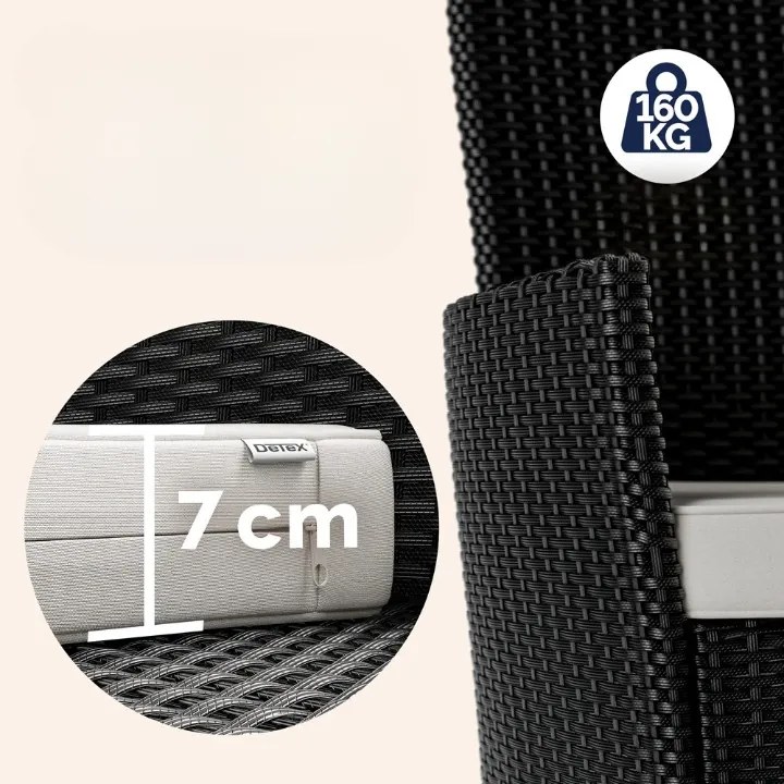Casaria® Berlin 1+4 kerti rattan bútor szett - fekete