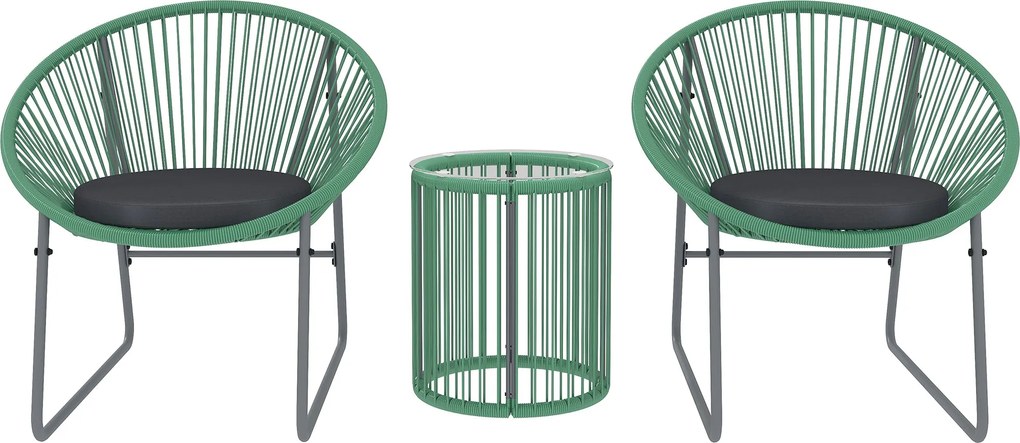 Outsunny Polyrattan Kerti Bútor Szett, Kültéri Balkon Bútor 2 Személynek, 3 Részes Bistro Szett 2 Székkel, Oldalasztallal, Ülőpárnákkal, Időjárásálló