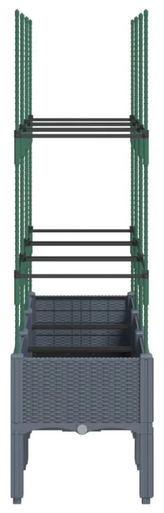 kékszürke polipropilén rácsos kerti ültetőláda 120 x 40 x 142,5 cm