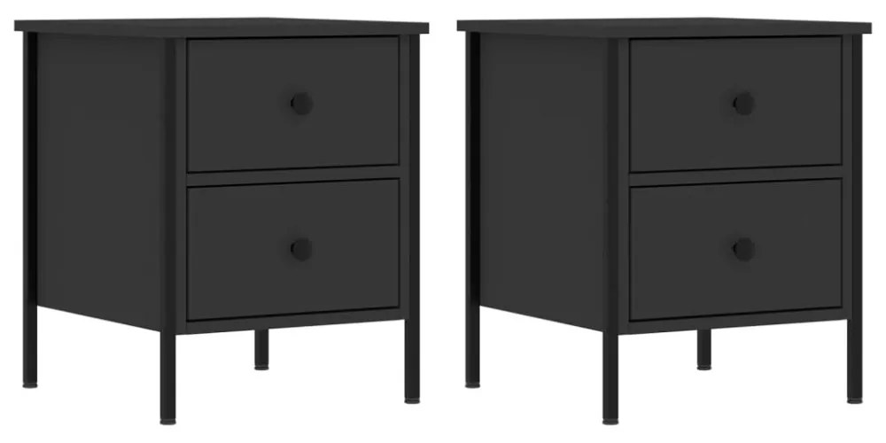 vidaXL 2 db fekete szerelt fa éjjeliszekrény 40x42x50 cm