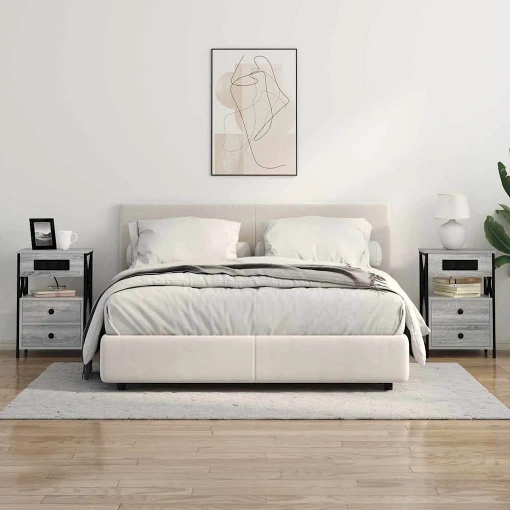 Éjjeliszekrény 2 pcs Szürke sonoma 40 x 31 x 60 cm Faanyag