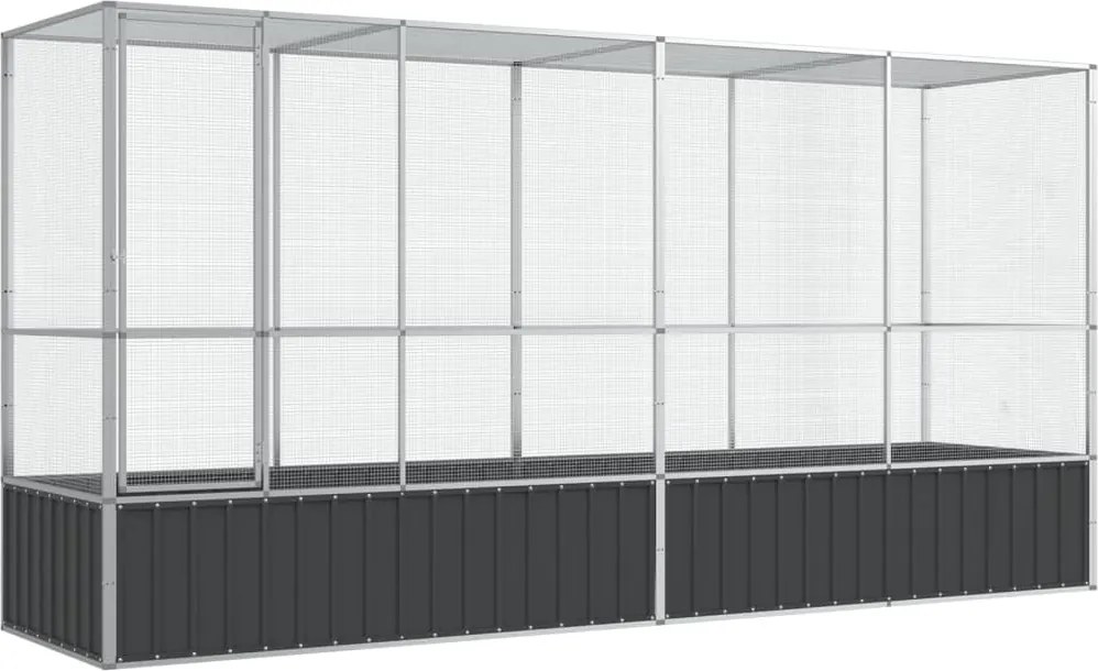 vidaXL ezüstszínű acél madárház bővítménnyel 418,5 x 107 x 212 cm