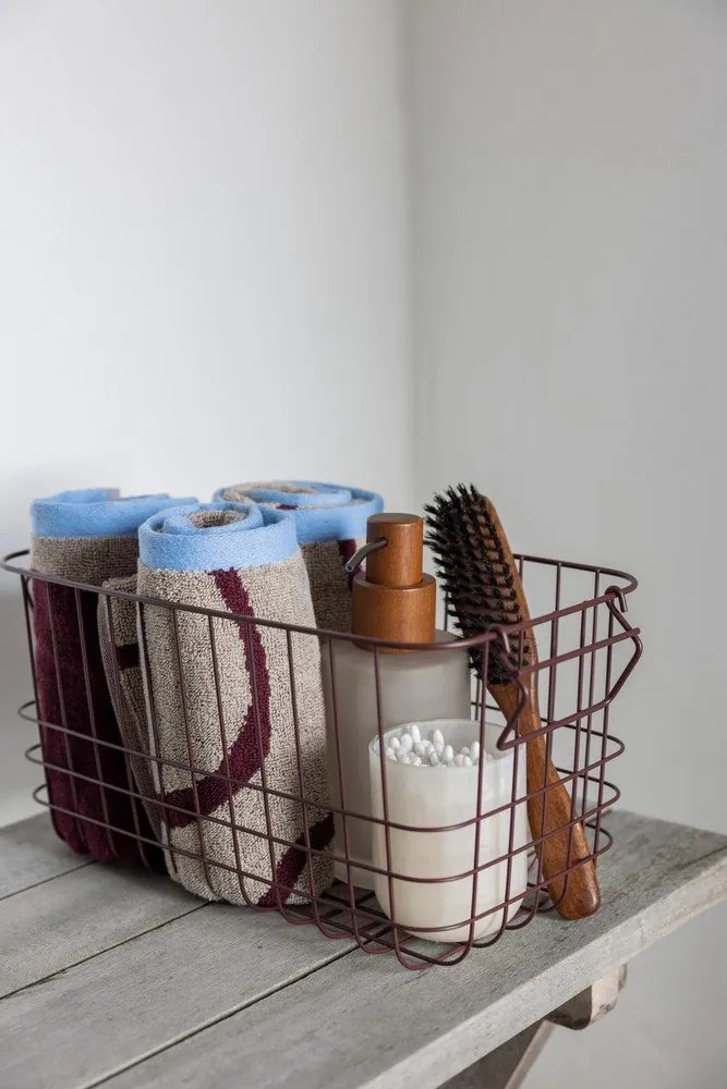 Borvörös-szürkésbézs frottír bio pamut törölköző szett 2 db-os 40x55 cm Nova Arte – Mette Ditmer Denmark