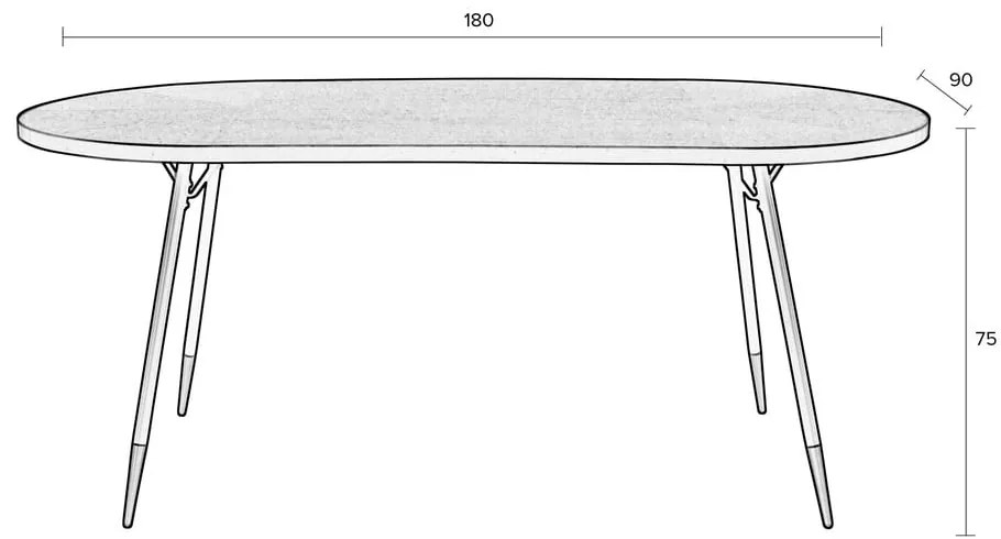 Étkezőasztal kőrisfa dekoros asztallappal 90x180 cm Denise – White Label