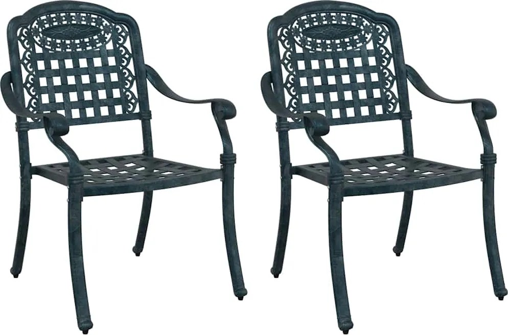 vidaXL Kerti Szék 2 pcs Zöld 55 x 56,5 x 91cm Alumínium