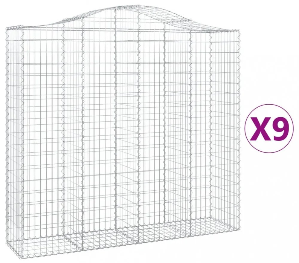9 db íves horganyzott vas gabion kosár 200x50x180/200 cm