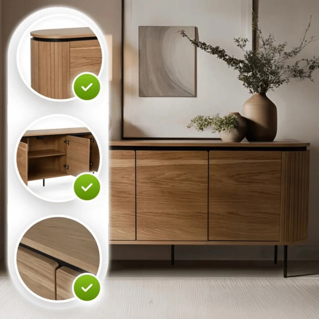 BECK komód 160 cm, háromajtós, tölgy