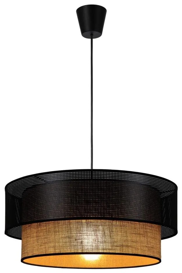 Zsinóros függőlámpa BORHO 1xE27/60W/230V fekete/juta