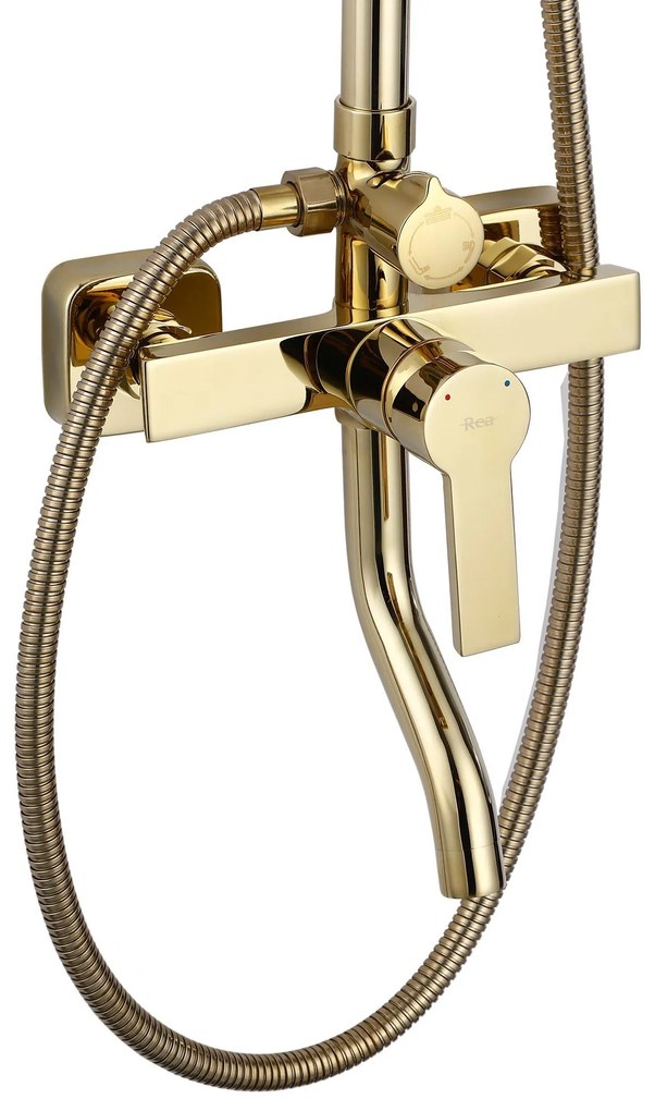 Rea Argus, zuhanygarnitúra kád kifolyóval, fényes arany, REA-P7840