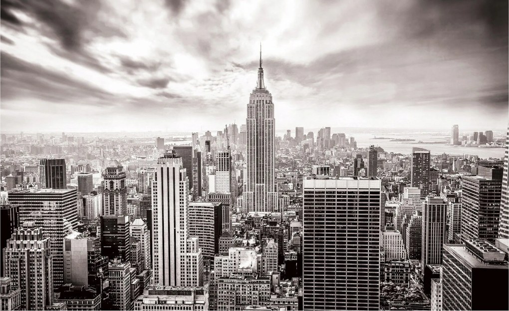 Fotótapéta New York Fekete-Fehér Panoráma 250x175 Kilátás a városra +ragasztó