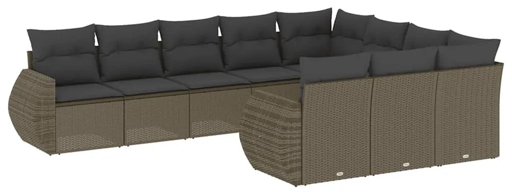 vidaXL 10 részes világosszürke polyrattan kerti ülőgarnitúra párnákkal