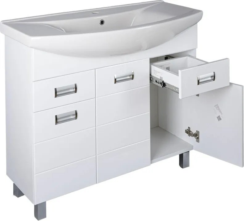 Viva SZQUARE 100 lábon álló fürdőszobabútor Sanovit ZENON 6095 porcelán mosdóval 97 x 51 cm