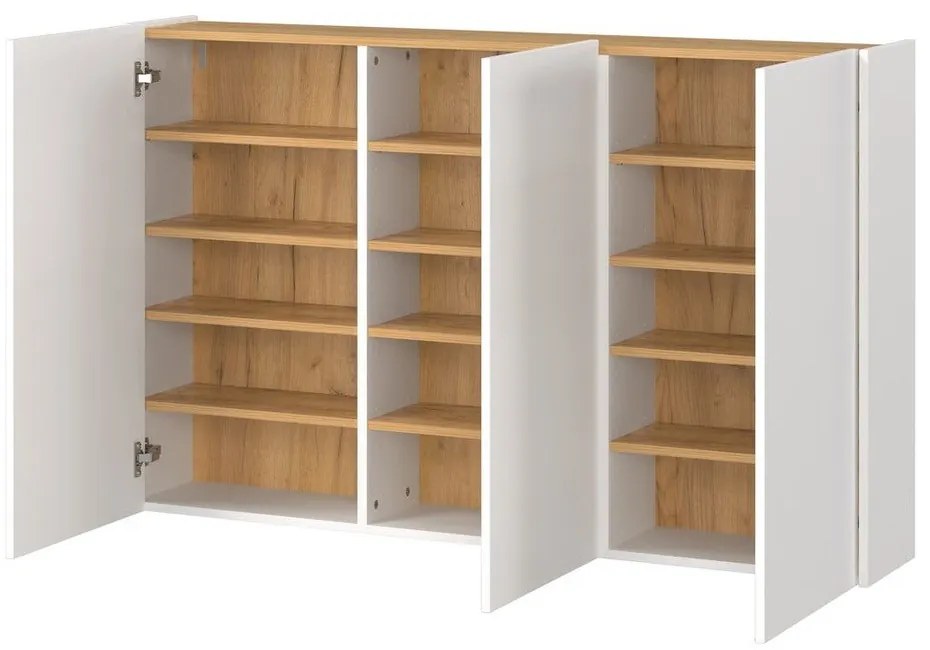 Fehér-natúr színű előszoba bútor tölgyfa dekorral Libbiano – Germania