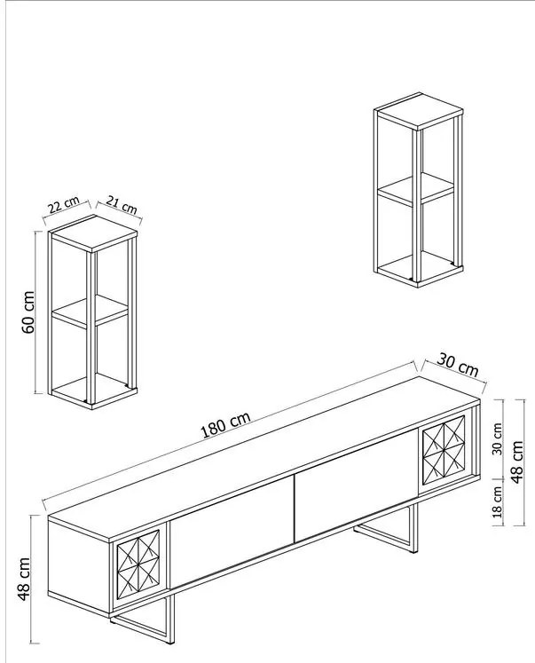 TV szekrény Black Line - Walnut, Black