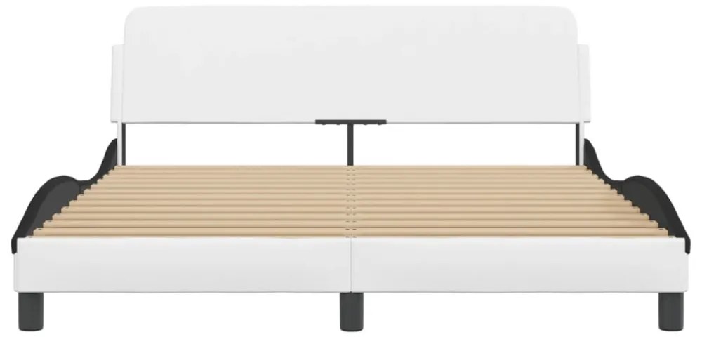 fehér és fekete műbőr ágykeret Dover 160 x 200 cm