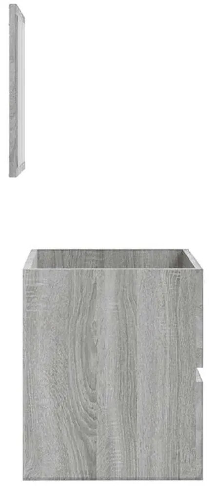 szürke sonoma színű szerelt fa fürdőszobaszekrény tükörrel