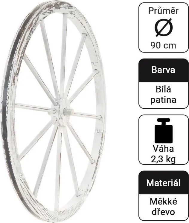 Fa kerék stílusos rusztikus dekoráció 90 cm