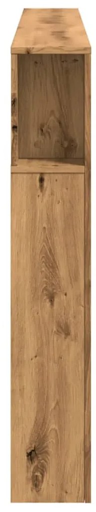 kézműves tölgyszínű szerelt fa LED-es fejtámla 200x18,5x103,5cm