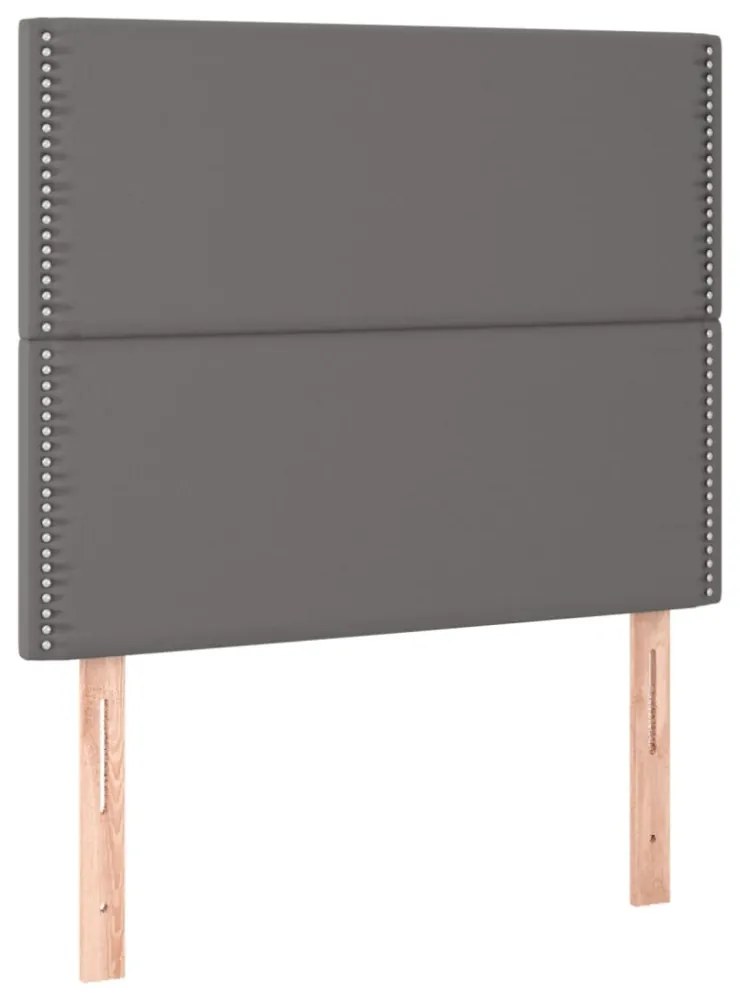 szürke műbőr ágykeret fejtámlával 80 x 200 cm