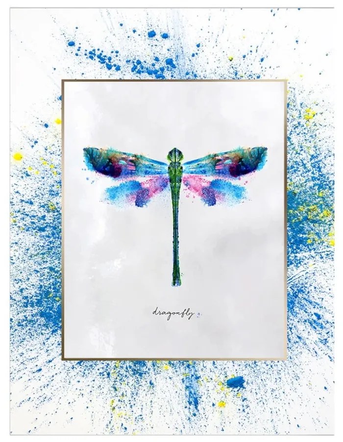 Dragonfly vászonkép fehér keretben, 29 x 24 cm - Tablo Center