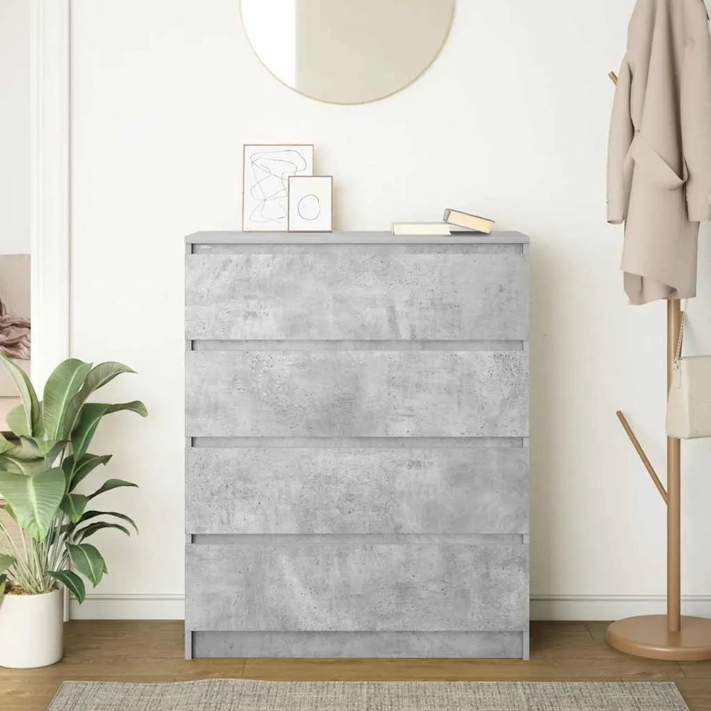 betonszürke szerelt fa tálalószekrény 80x35x99 cm