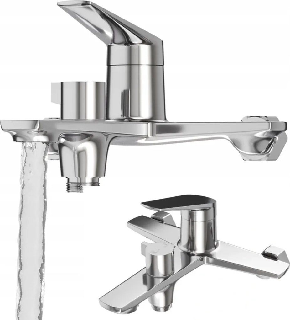 Kád- És Zuhanycsaptelep Fürdőszoba Csaptelep Sárgaréz Nave Króm