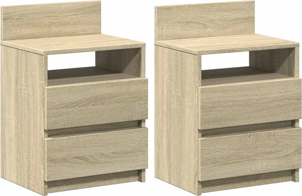 vidaXL 2 db sonoma tölgy színű éjjeliszekrény 2 fiókkal 40x33x60 cm