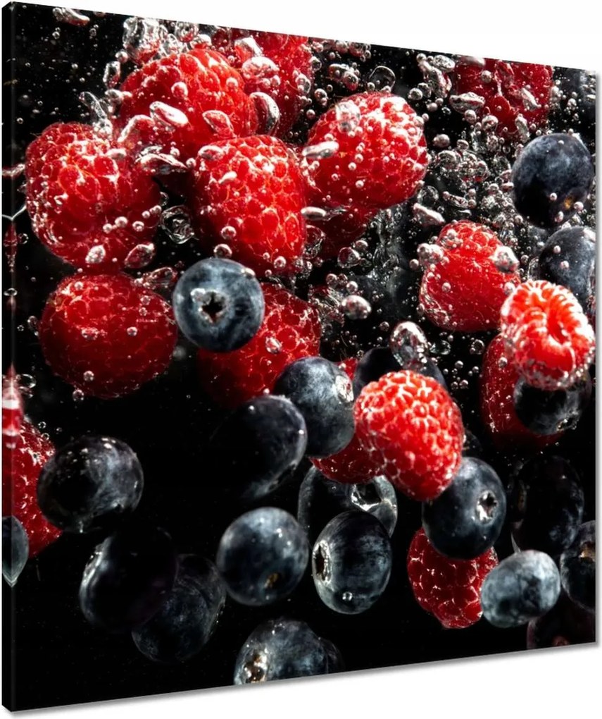 Vászonkép 60x60 Áfonya és málna víz