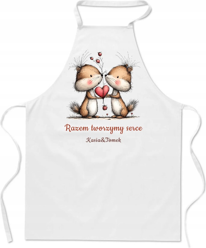 Valentin-napi konyhai kötény Ajándék Együtt alkotjuk a szívet Név
