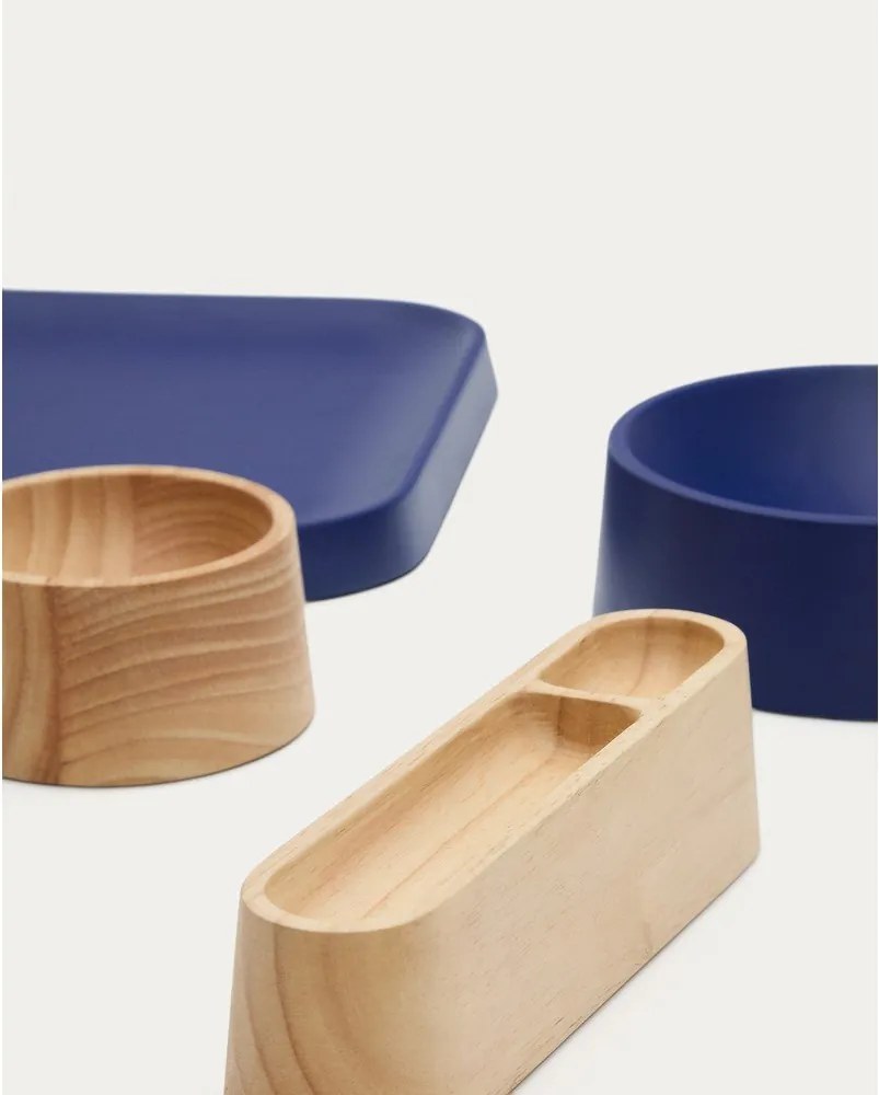 Sötétkék-natúr színű fa szervírozó tálka szett 4 db-os Bletz – Kave Home
