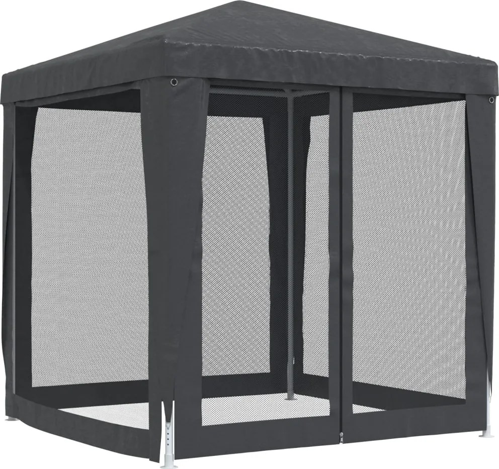 Antracitszürke HDPE rendezvénysátor 4 hálós oldalfallal 2 x 2 m