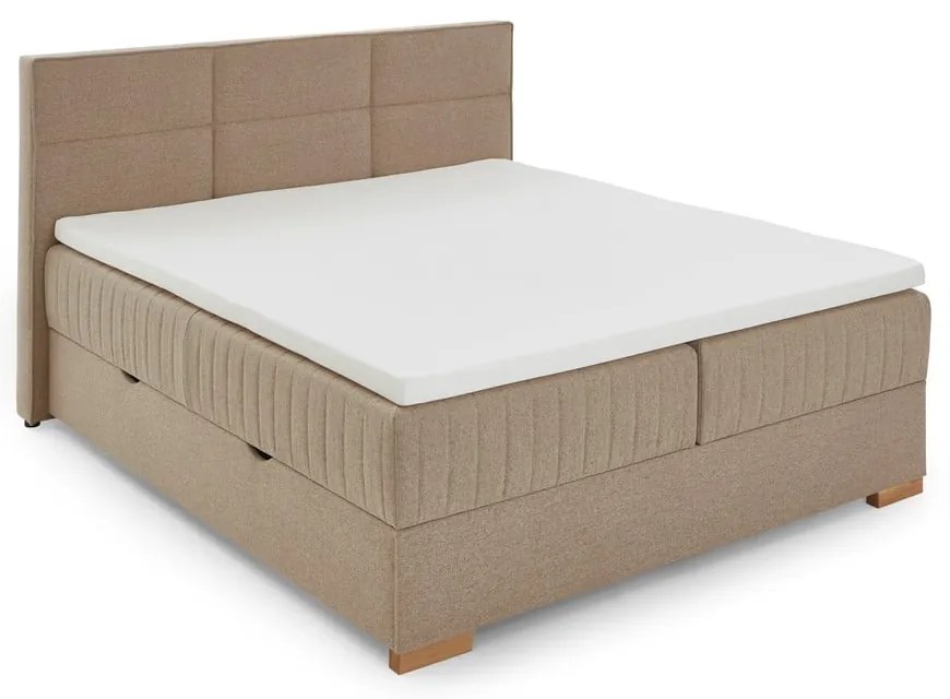 Bézs ágyneműtartós boxspring ágy 180x200 cm Tambo – Meise Möbel