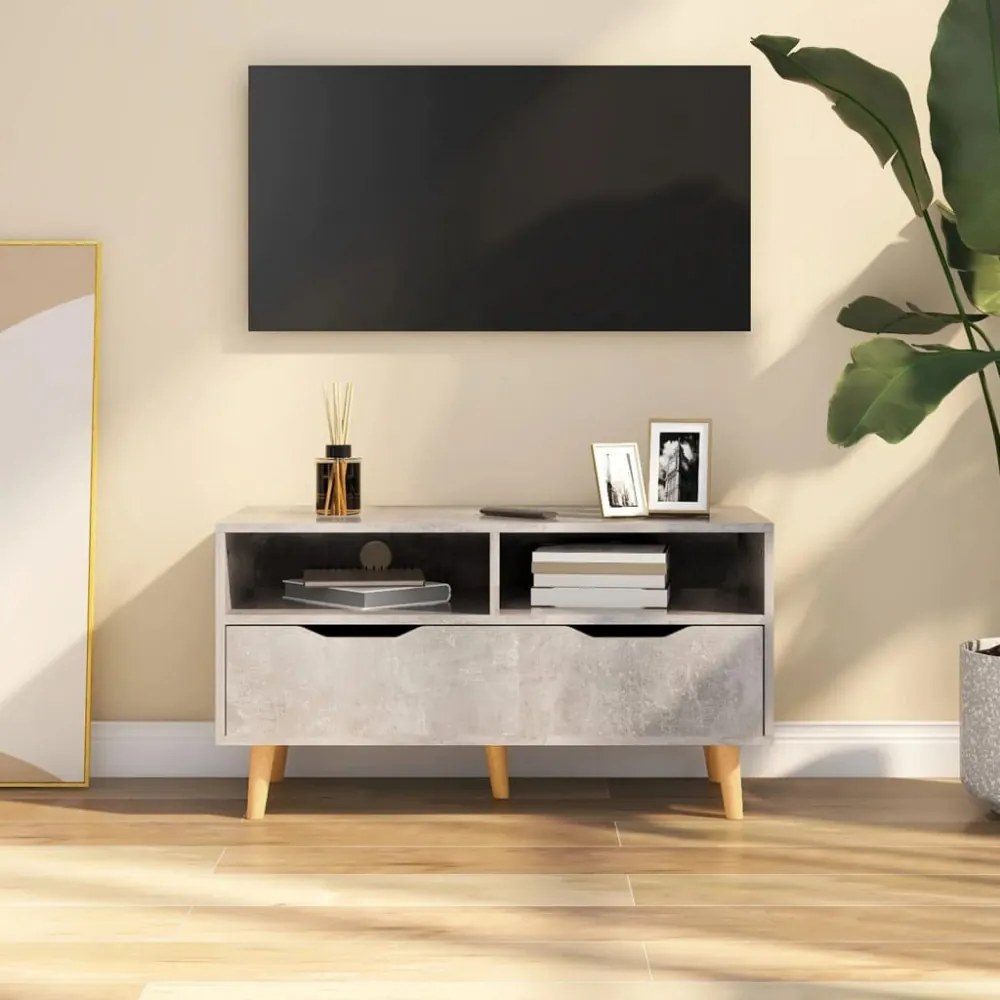 betonszürke szerelt fa TV-szekrény 90 x 40 x 48,5 cm