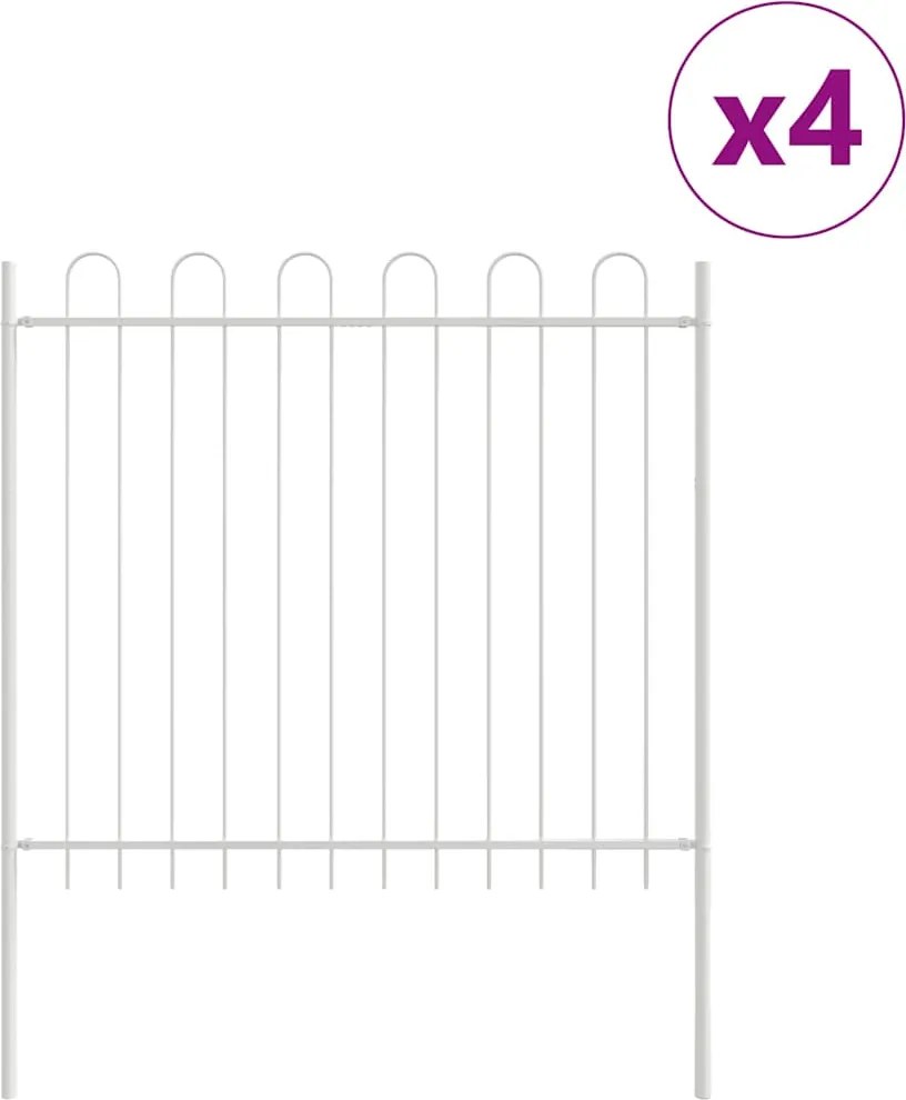 vidaXL Kerti Kerítés 4 pcs Fehér 6,8 x 1,5 m Porfestett acél