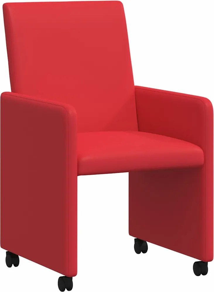 vidaXL Kerekes Étkező Székek 2 pcs Piros 57 x 66 x 94 cm Műbőr