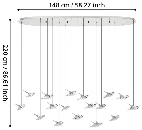 Eglo 390403 - LED Dimmelhető csillár zsinóron PARATEBUENO 17xLED/3W/230V króm
