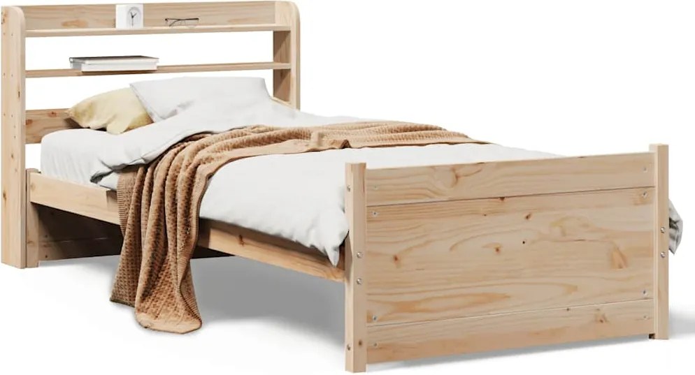 vidaXL tömör fenyőfa ágykeret fejtámlával 75 x 190 cm