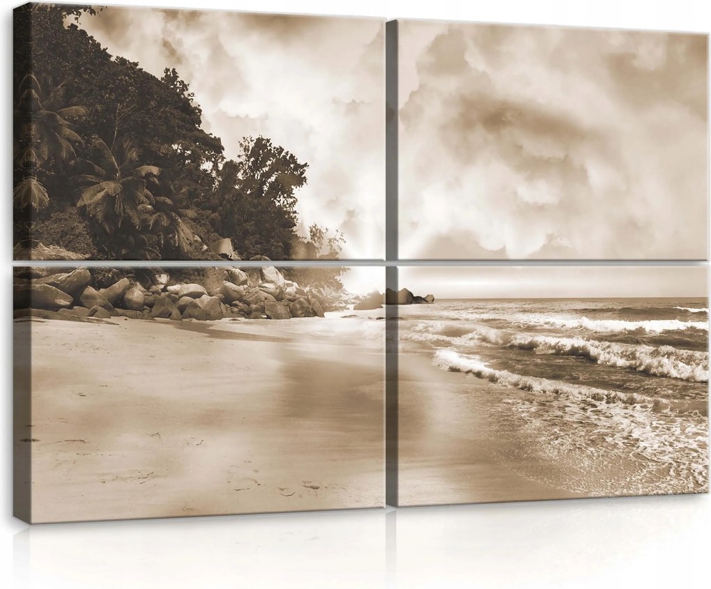 Vászonkép 120x80 moduláris tengeri táj tengerpart óceán hullámok kövek természet