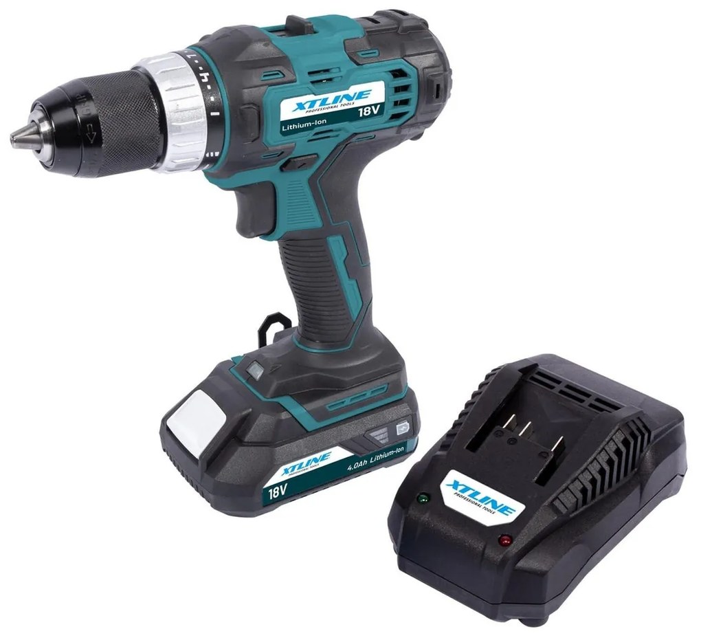 Akkumulátoros fúrógép 18V 40Nm. akkumulátorral és töltővel XTLine XT102705-1B2