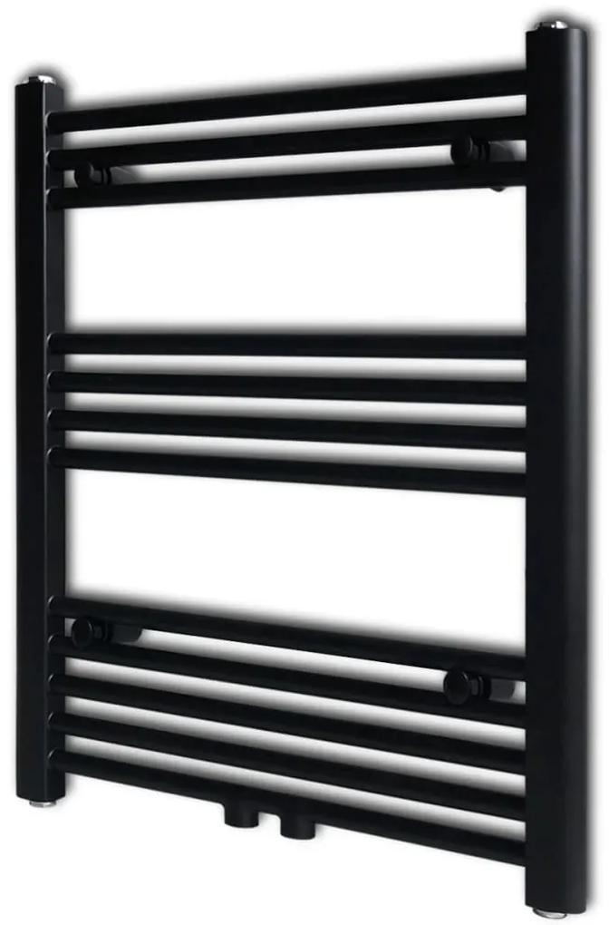 vidaXL Fekete fürdőszobai törölközőszárító radiátor központi fűtéssel egyenes 600 x 764 mm
