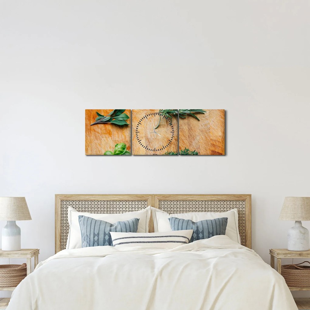 Kép - Gyógynövények (órával) (90x30 cm)