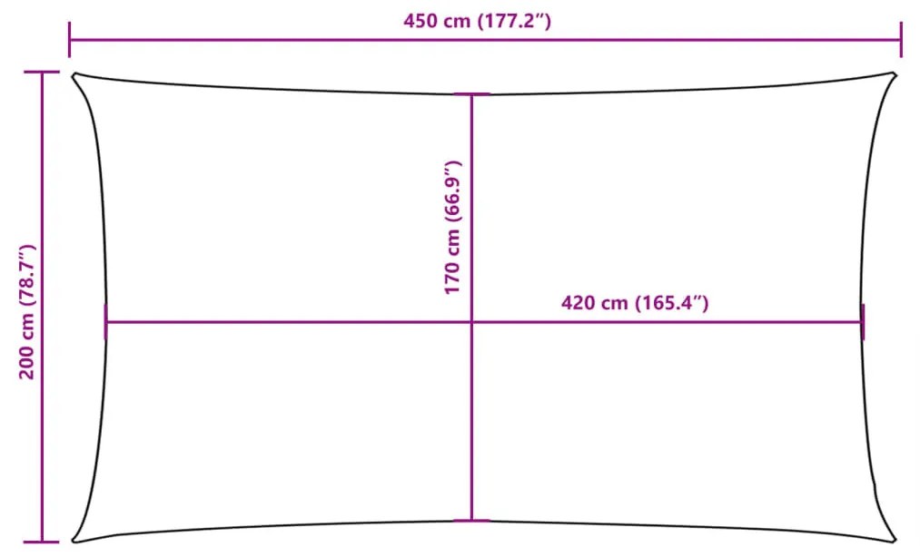 sárga téglalap alakú oxford-szövet napvitorla 2 x 4,5 m